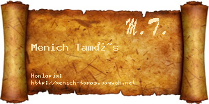 Menich Tamás névjegykártya